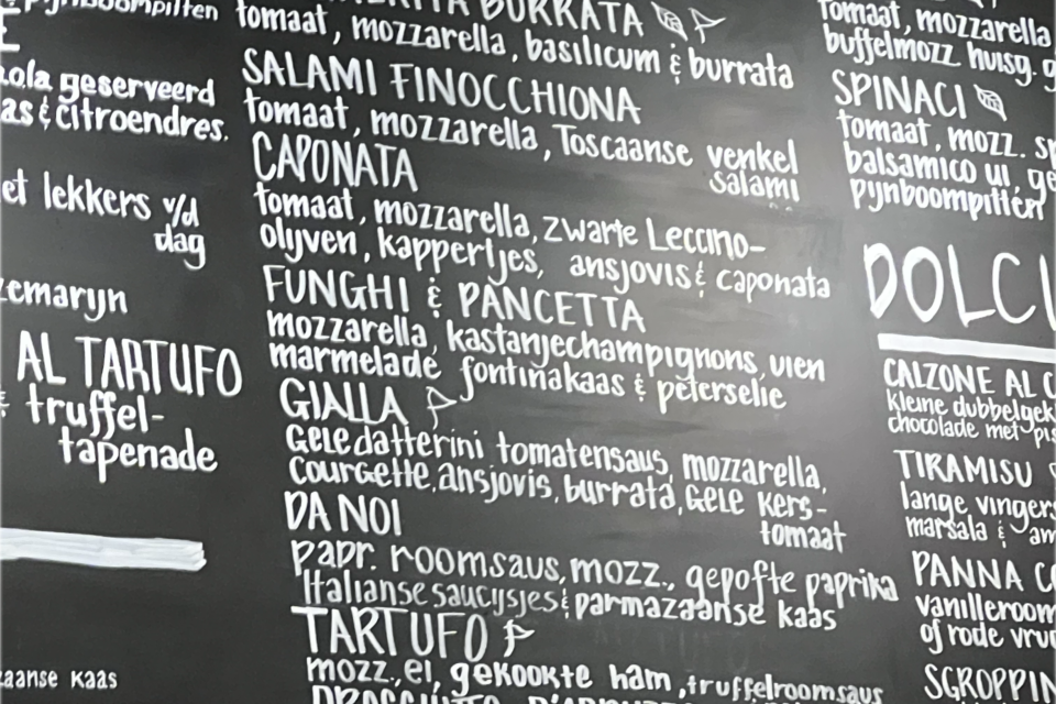 Pizza menu de Pizzabakkers